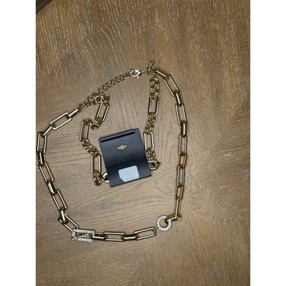 INC International Concepts Gold-Tone Crystal Chain Necklace New - Picture 3 of 4